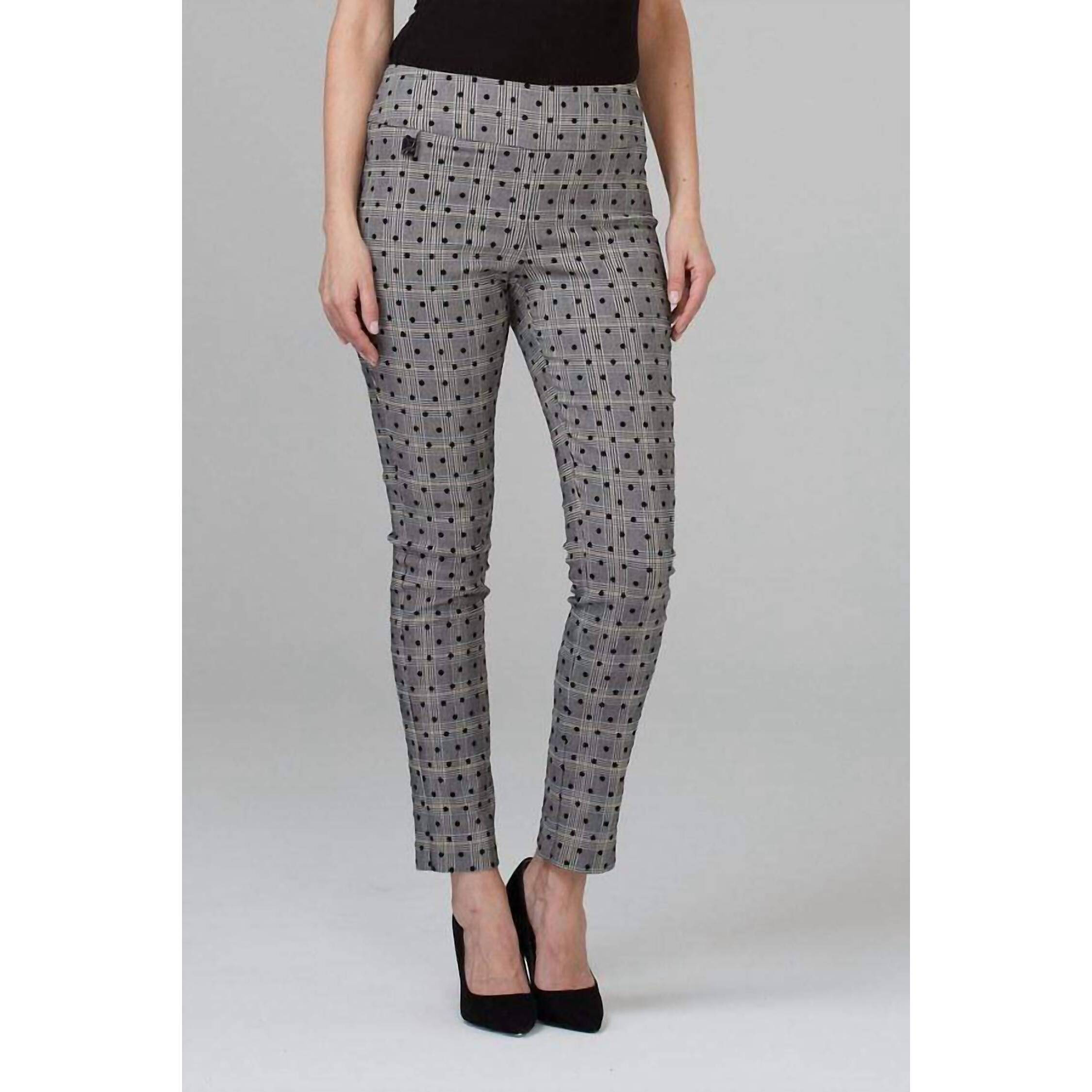 New Joseph Ribkoff Pock A Dot Pant In Black/Gray
